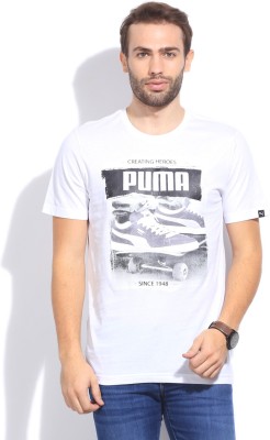 

Puma Printed Men's Round Neck White T-Shirt