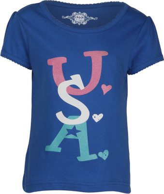 

Chalk by Pantaloons Girls Graphic Print T Shirt(Dark Blue, Cobalt blue