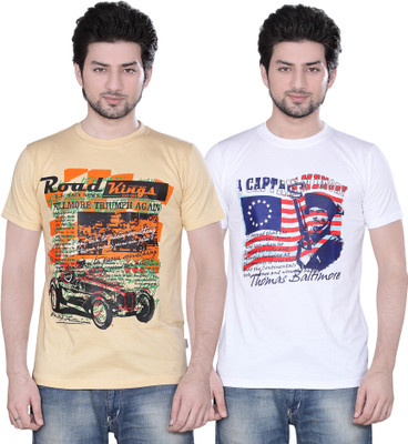 

Zebu Printed Men's Round Neck Multicolor T-Shirt(Pack of 2)