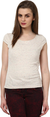 

Trend18 Solid Women's Round Neck Beige T-Shirt
