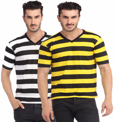 

Leana Striped Men' Henley Multicolor T-Shirt(Pack of 2