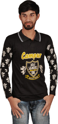 

Harsha Printed Men's Polo Neck Black T-Shirt