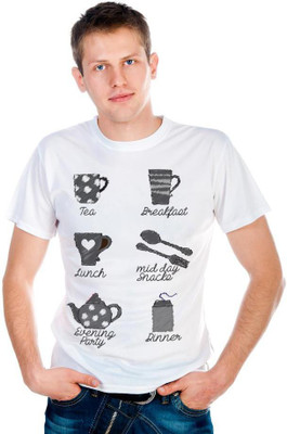 

6th Cross Graphic Print Men's Round Neck White T-Shirt