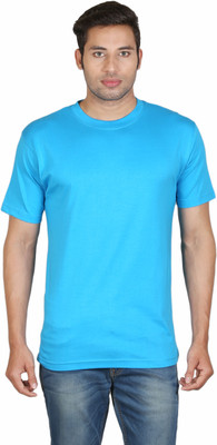 

Winfield Solid Men's Round Neck Blue T-Shirt, Blue danube