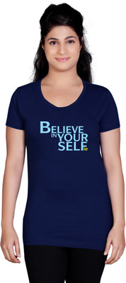 

Tantra Printed Women's Round Neck Dark Blue T-Shirt, Navy blue
