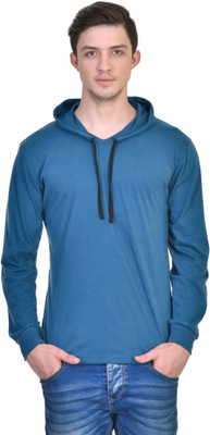 

Inkovy Solid Men's Hooded Light Blue T-Shirt