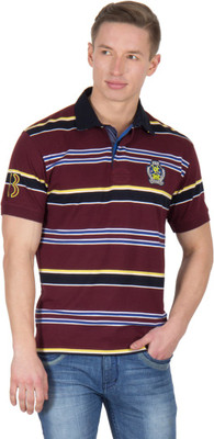 

Wilkins & Tuscany Striped Men' Polo Neck Maroon T-Shirt, Wine