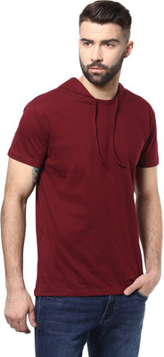

Unisopent Designs Solid Men's Hooded Maroon T-Shirt