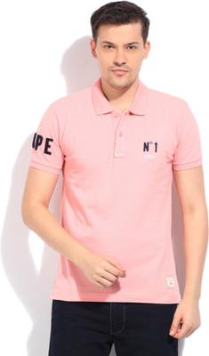 

United Colors of Benetton. Solid Men's Polo Neck Pink T-Shirt, M07