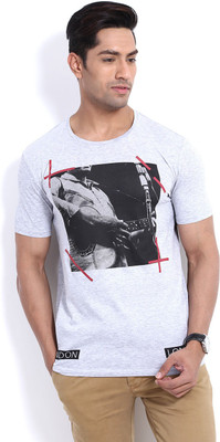 

United Colors of Benetton. Printed Men's Round Neck Grey T-Shirt, 501