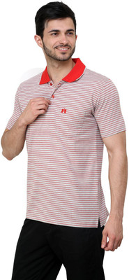 

Cotton County Premium Striped Men's Flap Collar Neck Red T-Shirt