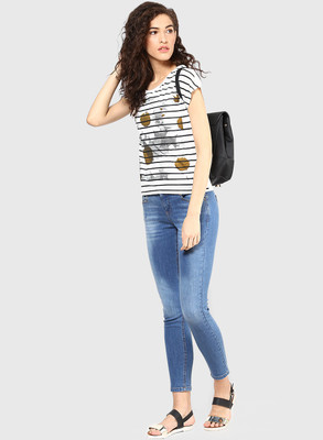 

Vero Moda Printed Women's Round Neck White T-Shirt, Snow white