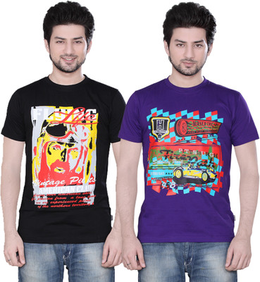 

Zebu Printed Men's Round Neck Multicolor T-Shirt(Pack of 2)