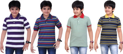 

Dongli Boys Striped T Shirt(Multicolor, Pack of 4)