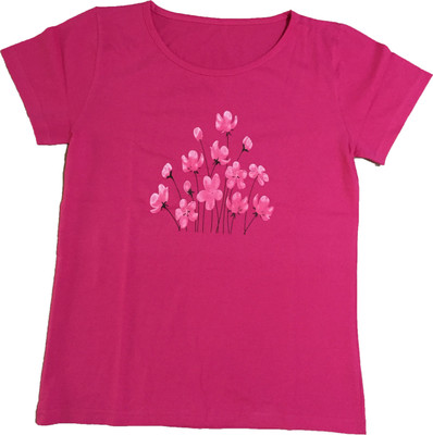 

Dovekie Printed Women's Round Neck Pink T-Shirt