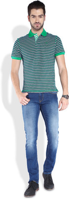 

Parx Striped Men's Polo Neck Green T-Shirt
