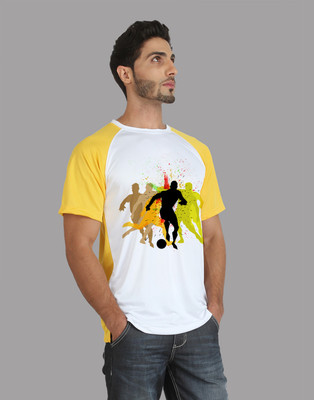 

Trionic Printed Men's Round Neck Yellow, White T-Shirt, Canary yellow