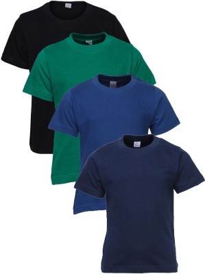 Gkidz Boys Solid T Shirt(Multicolor, Pack of 4)