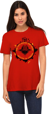 

Monzter Popcornz Graphic Print Women's Round Neck Red T-Shirt