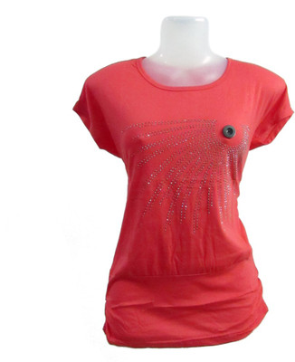 

Revinfashions Girls Solid T Shirt(Red, Carrot red colour
