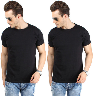 

SayItLoud Solid Men' Round Neck Black T-Shirt(Pack of 2