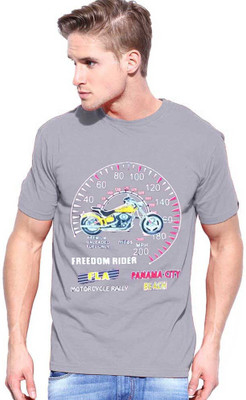 

Purple Square Printed Men's Round Neck Grey T-Shirt