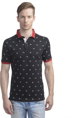 

WRIG Printed Men's Polo Neck Black T-Shirt