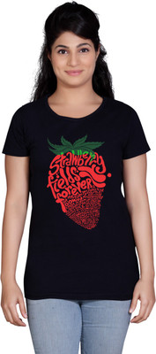 

Tantra Printed Women's Round Neck Black T-Shirt