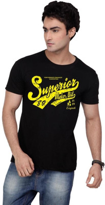 

Inkovy Graphic Print Men's Round Neck Black T-Shirt