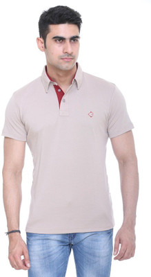

Colors & Blends Solid Men's Polo Neck Brown T-Shirt, Pista
