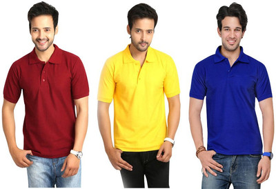 

Keepsake Solid Men's Polo Neck Multicolor T-Shirt(Pack of 3), Maroon