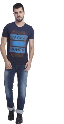 

Jack & Jones Printed Men' Round Neck Dark Blue T-Shirt, Navy blazer