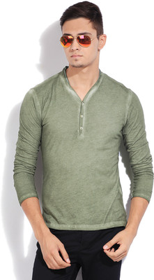 

GAS Solid Men's Henley Green T-Shirt, 1691