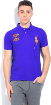 Ralph Lauren Solid Men Polo Neck Purple T-Shirt
