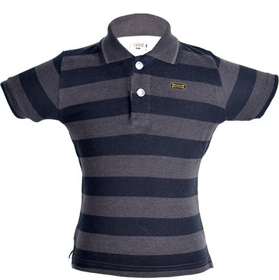 

Gkidz Boys Striped T Shirt(Grey, Pack of 1