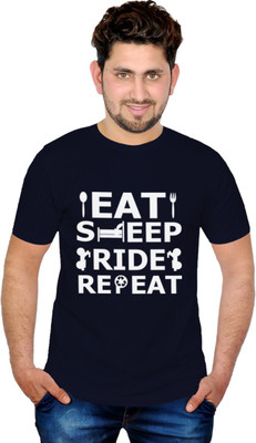 

INKIT Graphic Print Men's Round Neck Dark Blue T-Shirt, Navy blue