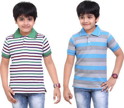 

Dongli Boys Striped T Shirt(Light Blue, Pack of 2), Combo color