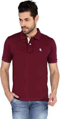 

The Cotton Company Solid Men's Polo Neck Maroon T-Shirt