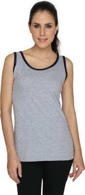 

SayItLoud Solid Women's Round Neck Grey, Dark Blue T-Shirt, Dark blue;grey