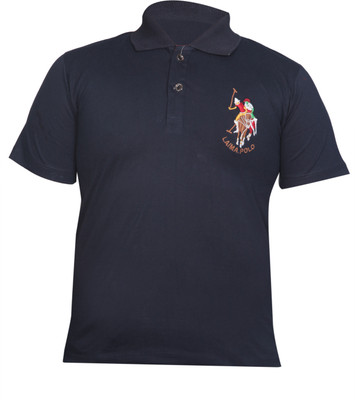 AWACK Boys Solid Cotton Blend Slim T Shirt(Dark Blue, Pack of 1)