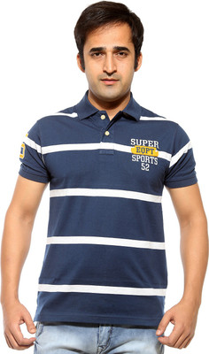

Sports 52 Wear Striped Men's Polo Neck Dark Blue T-Shirt, Navy