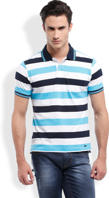 

Parx Striped Men's Polo Neck Blue T-Shirt