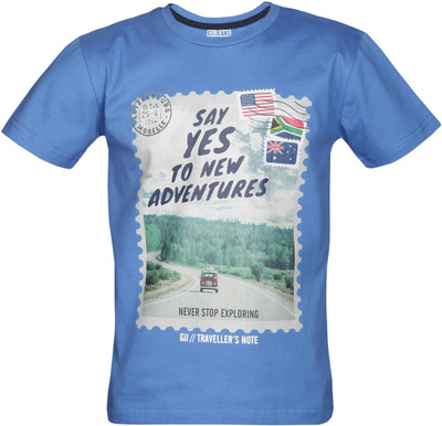 Gini & Jony Boys Solid T Shirt(Blue, Pack of 1, C651