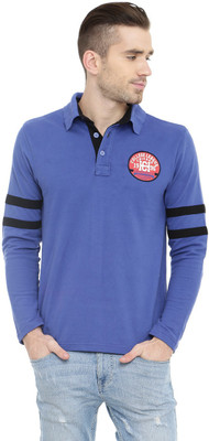 

Gritstones Printed Men's Polo Neck Blue T-Shirt, Blue54