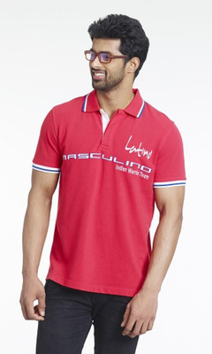 

Masculino Latino Printed Men' Polo Neck Red T-Shirt