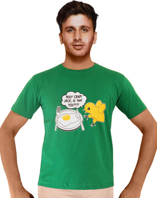 Clickroo Printed Men' Round Neck Green T-Shirt