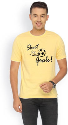 

Campus Sutra Printed Men Round Neck Yellow T-Shirt
