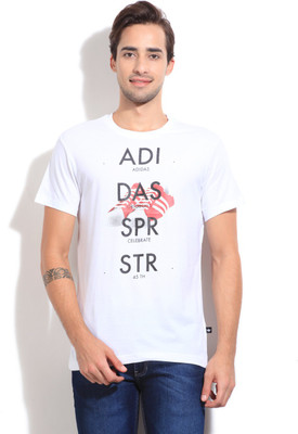 

ADIDAS Printed Men's Round Neck White T-Shirt