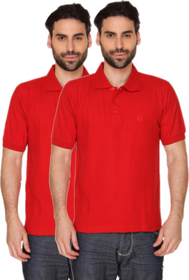 

Blacksmith Solid Men's Polo Neck Red T-Shirt(Pack of 2, Electric red