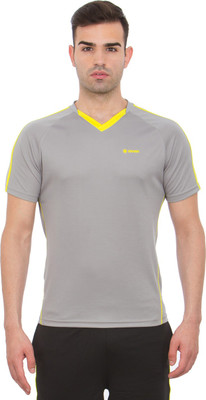 Zeven Solid Men's V-neck Grey T-Shirt